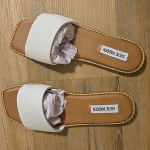 Steve Madden White Slide Sandals